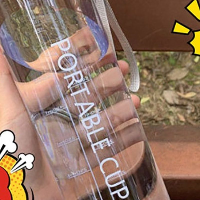 磨砂塑料随手杯 带提绳刻度 细节图2